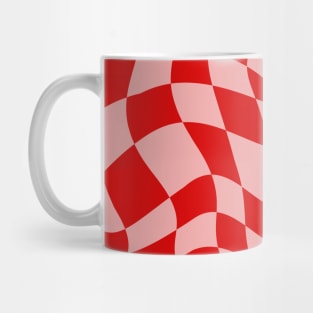 Christmas Red and Pink Checkerboard Warp Pattern Mug